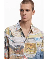 Desigual Men's Ethnic collage print shirt