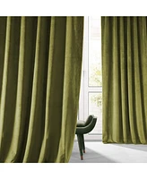 Half Price Drapes Jalapeno Green Signature Plush Velvet Hotel Blackout Curtain