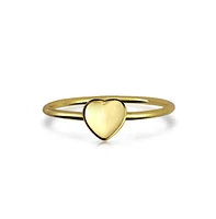 Bling Jewelry Tiny Minimalist Silver Ring with Heart Shape Initial Monogram Gold Plated Sterling