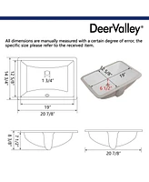 DeerValley Ally 21" x 15'' Undermount Bathroom Sink, Rectangular Bathroom Sink with Overflow