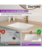 DeerValley Ursa 16" X 14" Rectangular Vitreous China Undermount Bathroom Sink with Overflow