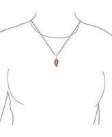 Bling Jewelry Created Blue Brown Fire Opal Inlay Nature Leaf Pendant Necklace Western Jewelry .925 Sterling Silver