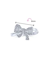 Bling Jewelry Victorian Style Cubic Zirconia Pave Cz Ribbon Band Bow Ring .925 Sterling Silver