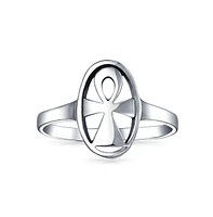 Bling Jewelry Eternal Key Of Life Ankh Cross Silver Ring For Men Sterling Signet