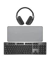 Logitech Zone Vibe 100 Over-Ear Headphones (Graphite) w/Keyboard and Desk Mat