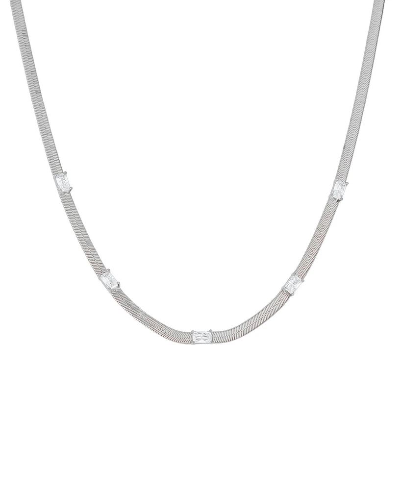 And Now This Cubic Zirconia Rectangular Stone Station Necklace