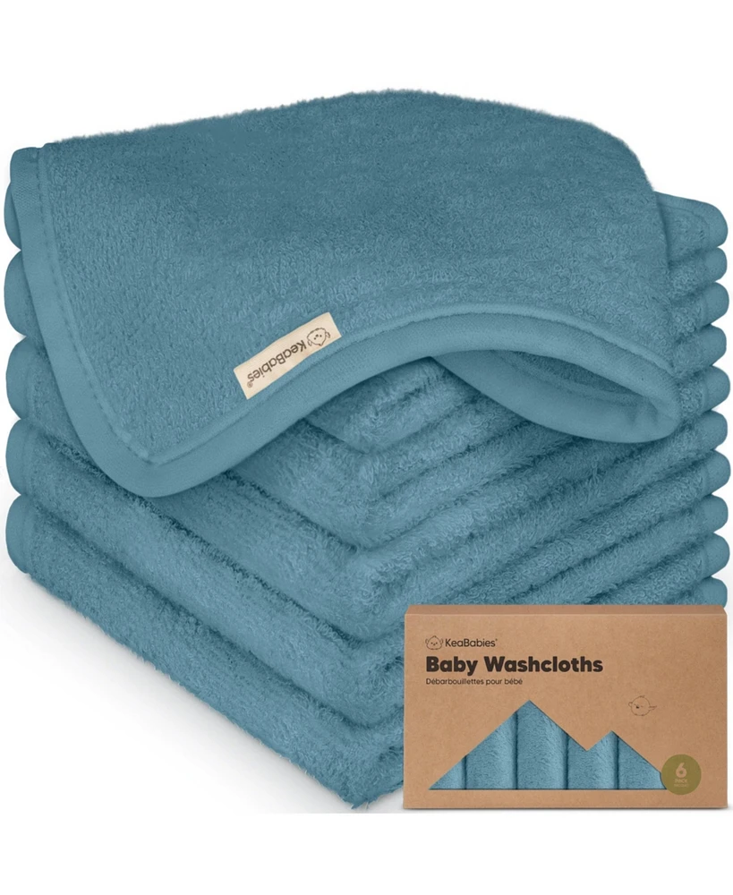 KeaBabies 6pk Deluxe Baby Washcloths, Organic and Soft Wash Cloth, Bath Towel, Face Cloths