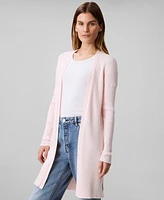 Calvin Klein Women's Cotton Ribbed Open-Front Duster Cardigan