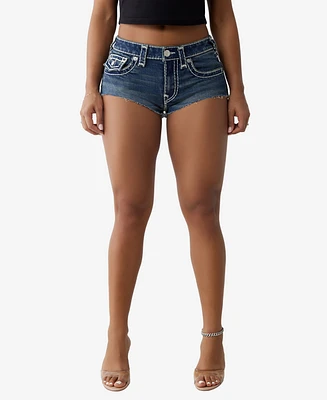 True Religion Women's Super T Spicy Flap Denim Shorts