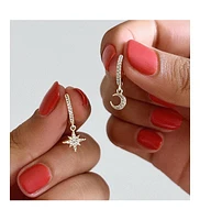 Ana Luisa Crescent Moon Huggie Hoops - Celeste