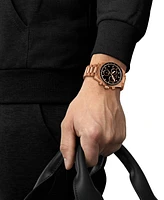 Tissot Men's Swiss Automatic Chronograph PR516 Rose Gold Pvd Stainless Steel Bracelet Watch 41mm