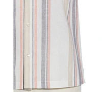 Cubavera Men's Short Sleeve Striped Panel Button-Front Camp Shirt