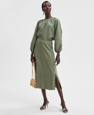 I.n.c. International Concepts Women's Button-Sleeve Blouse, Exclusively at Macy's