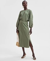 I.n.c. International Concepts Women's Button-Sleeve Blouse, Exclusively at Macy's
