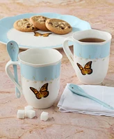 Lenox Butterfly Meadow Mugs with Spoons, Set of 2