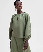 I.n.c. International Concepts Women's Button-Sleeve Blouse, Exclusively at Macy's