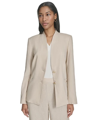 Halston Women's Collarless Two-Button Blazer