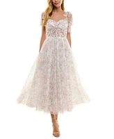 Juniors' Twist-Front Shoulder-Tie Midi Dress