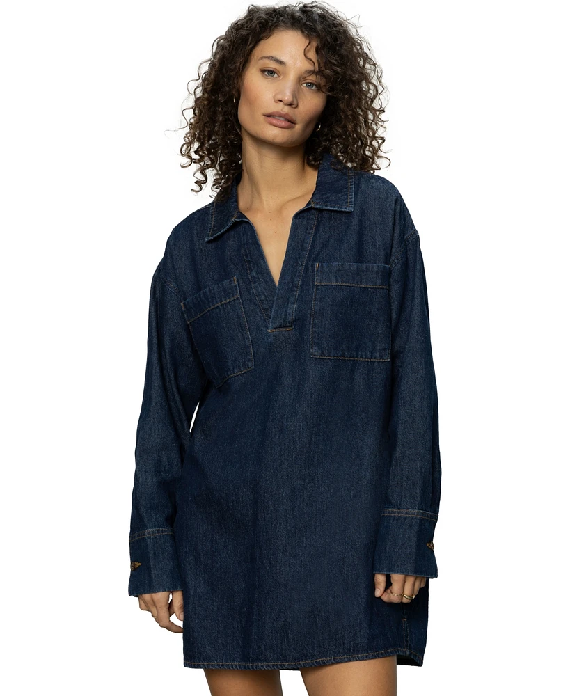 Sanctuary Women's All-Day Long-Sleeve Denim Tunic Dress