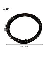 Lucky Brand Stainless Steel Triple Row Black Cord Bracelet - 8.25"