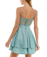 City Studios Juniors' Straight-Neck Sleeveless Fit & Flare Dress