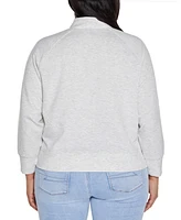 Belldini Plus Scuba Knit Quarter-Zip Top