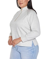 Belldini Plus Scuba Knit Quarter-Zip Top