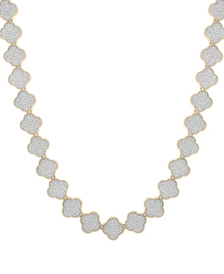 Men's Diamond Clover 22" Necklace (2 ct. t.w) in 14k Gold-Plated Sterling Silver & Sterling Silver