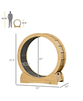 PawHut 30" Cat Exercise Wheel Treadmill with Brake, Carpet, Natural