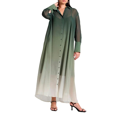 Eloquii Plus Size Ombre Shirt Dress