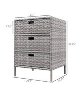 Outsunny Patio Wicker Pool Cabinet, Rat Storage Cabinet Organizer