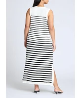 Eloquii Women's Plus Striped Sleeveless Sweater Dress