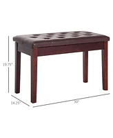 Homcom Pu Leather Piano Bench Padded Double Duet Storage Upholste Seat