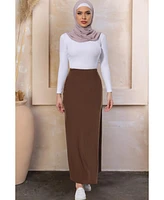 Urban Modesty Women's Burnt Orange Satin Skirt