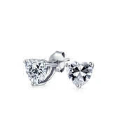 Bling Jewelry Classic Small Cubic Zirconia .5-1CTW Cz Solitaire Heart Shape Stud Earrings 14K Yellow Rose Gold Plated .925 Sterling Silver 5 6 7 8 Mm