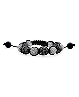 Bling Jewelry Black Blue White Gold Tone Strand Bracelet with Pave Crystal Disco Ball