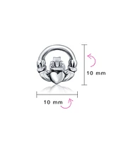 Bling Jewelry Classic Bff Celtic Heart Stud Earrings in Oxidized Sterling Silver