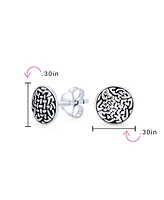 Bling Jewelry Unisex Viking Celtic Knot Stud Earrings in Oxidized Sterling Silver