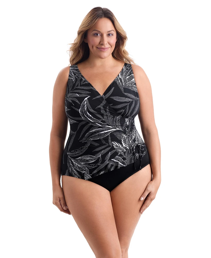 Longitude by Mimi Flamingo Paisley Garden Ruffle Surplice One Piece Swimsuit