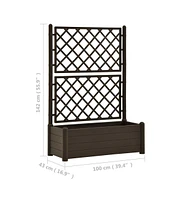 Garden Planter with Trellis 39.4"x16.9"x55.9" Pp Mocha