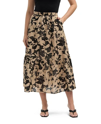 Ellen Tracy Women s Tiered Flowy Midi Skirt