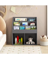 Kids Wooden Bookshelf Bookcase Children Toy Storage Cabinet Organizer