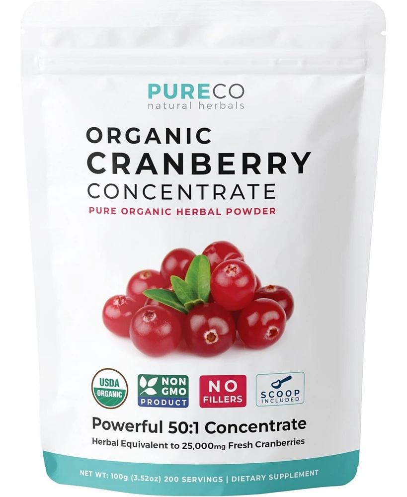 Usda Organic Cranberry Concentrate, Pure Cranberry Juice Concentrate for Urinary Tract, Joint & Kidney Health Support, Pure Co, 200srv