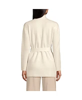 Lands' End Women's Fine Gauge Milano Belted Long Line Cardigan Sweater