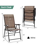 Gymax Set of 4 Folding Portable Patio Chairs Yard Outdoor w/ Armrests & Backrest