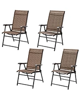 Gymax Set of 4 Folding Portable Patio Chairs Yard Outdoor w/ Armrests & Backrest