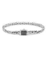 Black Spinel & Sterling Silver Borobudur Oval 5mm Chain Bracelet, Large 8.0 in