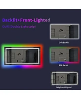 Luvodi 23.6 x 31.5 In Large Rectangular Rgb Backlit Bathroom Makeup Shaving Mirror Dimming Wall Mount