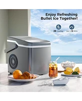Kismile Ice Makers Countertop,28Lbs/Day,Collapsible Portable Countertop Ice Maker Machine with Handle, 2 Sizes of Ice Cube,9 Pcs/7 Mins,Small Ice Make