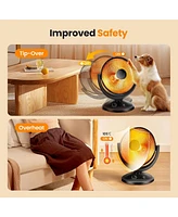 Kismile Oscillating Parabolic Space Heater with Thermostat and Timer, Radiant Dish Heater with Tip-Over and Overheating Protection For Indoor Use, 100